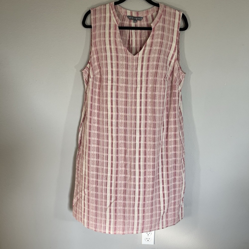 Sharagano Sleeveless Sheath Dress Plus Size 16W Pink Cotton European Summer